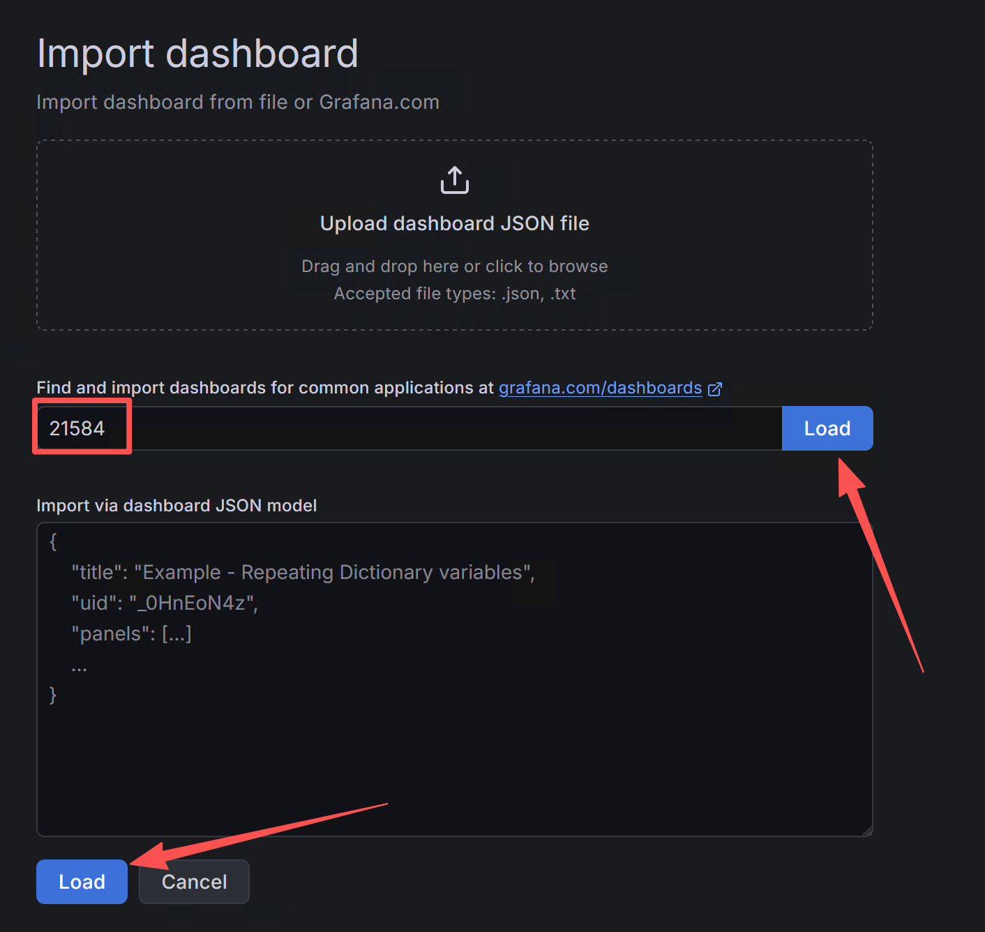 导入 Dashboard 21584 截图
